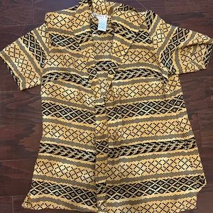 Vintage polyester short sleeve cover up with built in shoulder pads